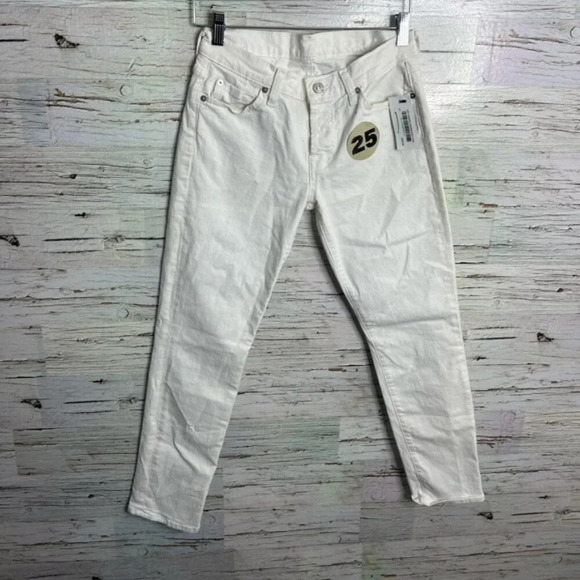 7 FOR ALL MANKIND White Josefina Distressed Jean     Size: 25 NWt - Picture 1 of 8